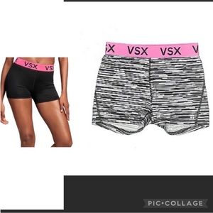 VSX Victoria's Secret s/p work out compression black white and pink shorts
